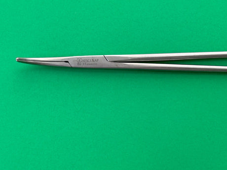 Aesculap Surgical Ligature Forceps, Curved, 10-1/4", Serrated