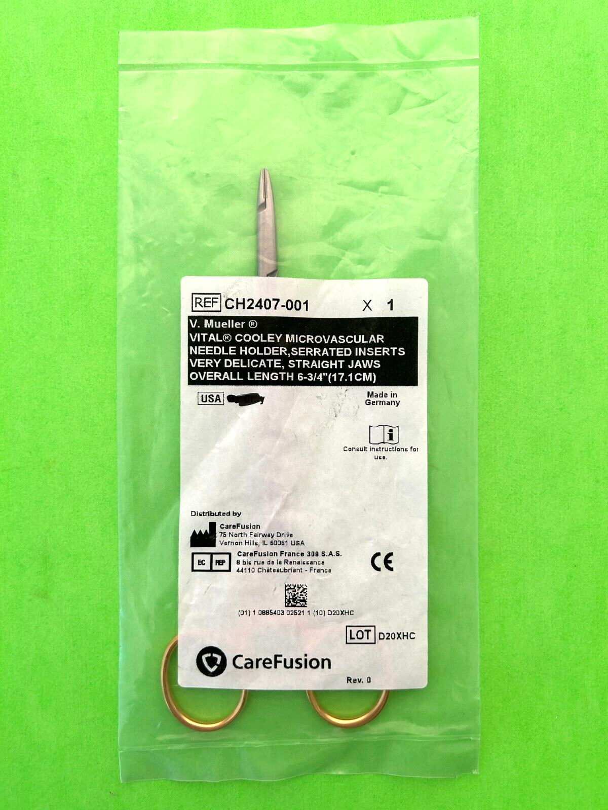 V.Mueller Surgical Vital Cooley Microvascular Needle Holder, Straight, Serrated