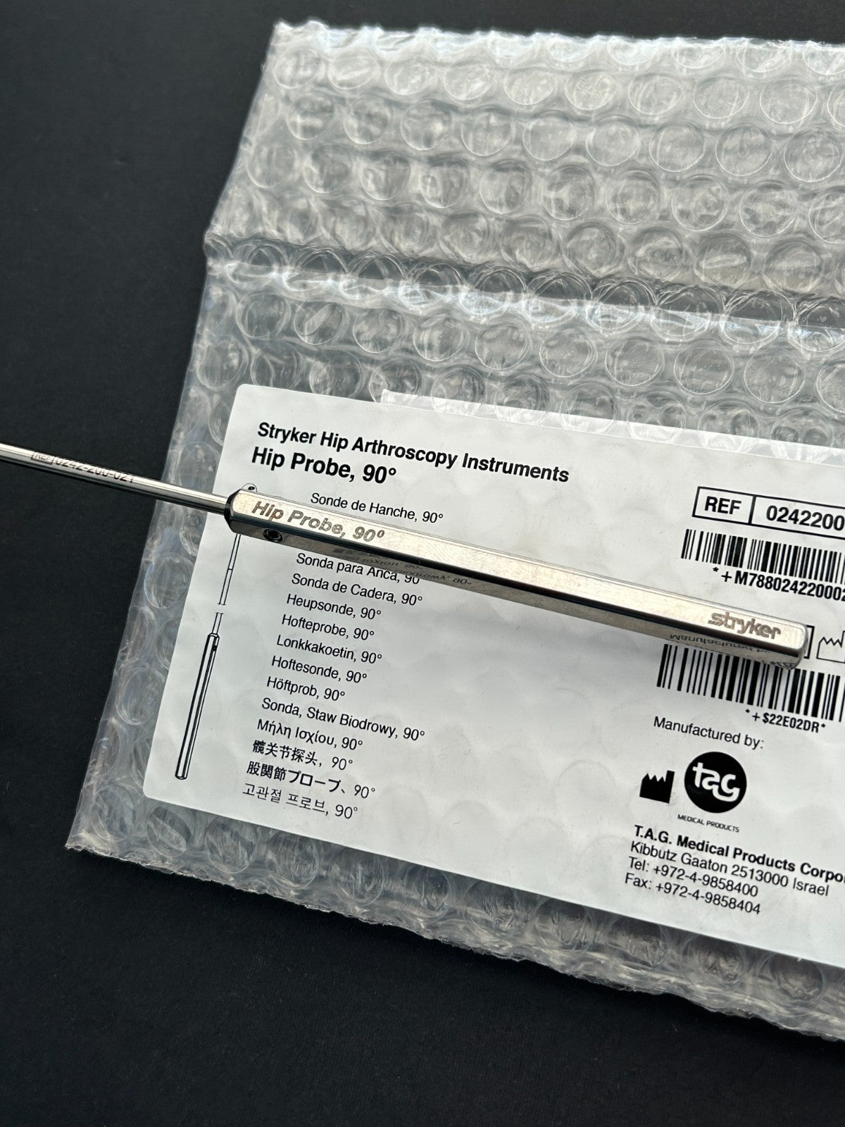 Stryker Hip Arthroscopy Instrument HIP Probe, 90° 242-200-021