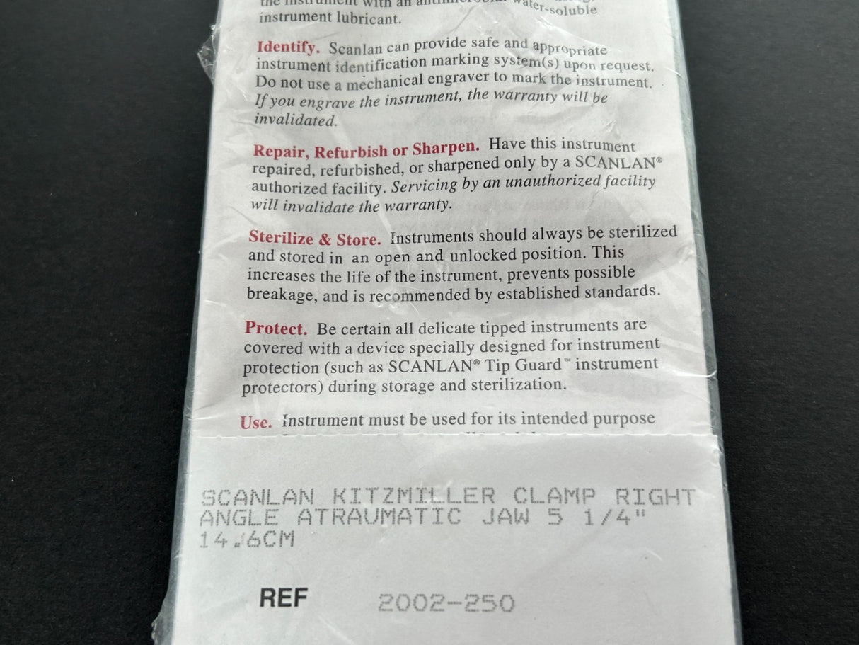 Scanlan 2002-250 Kitzmiller Clamp Right Angle 5-1/4" Atraumatic Kaw