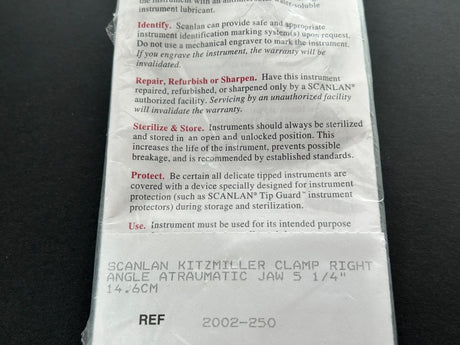 Scanlan 2002-250 Kitzmiller Clamp Right Angle 5-1/4" Atraumatic Kaw