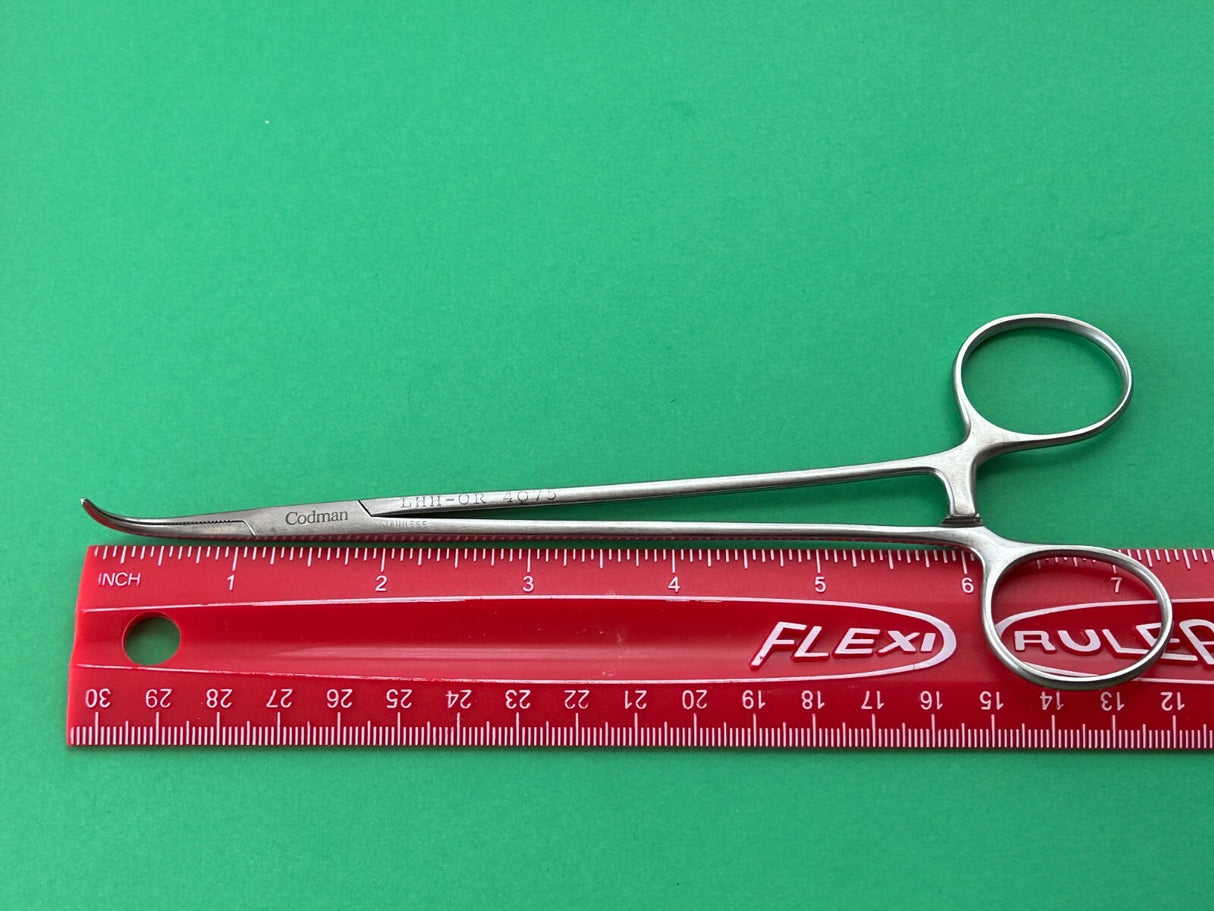 Codman Surgical 7-1/4" Artery Forceps, Curved, Serrated