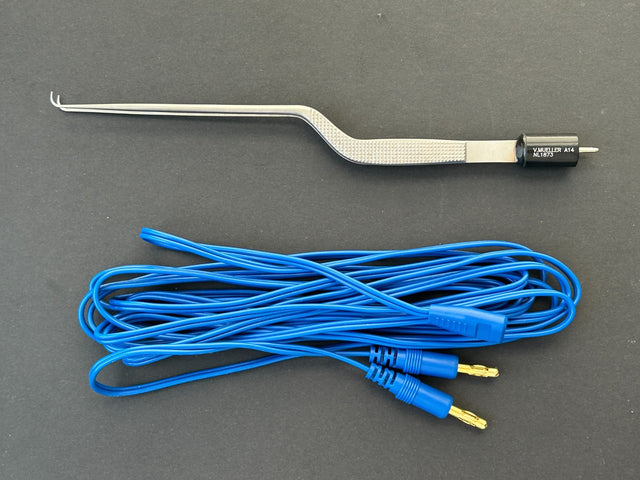 V.Mueller NL1873 Bayonet Angled Bipolar Forceps 0.5mm x 20cm W/ Free Cable