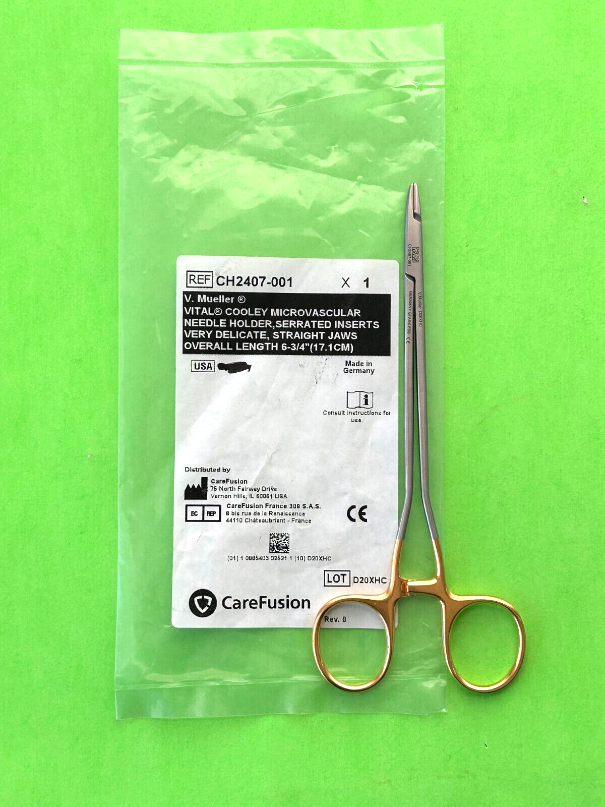 V.Mueller Surgical Vital Cooley Microvascular Needle Holder, Straight, Serrated