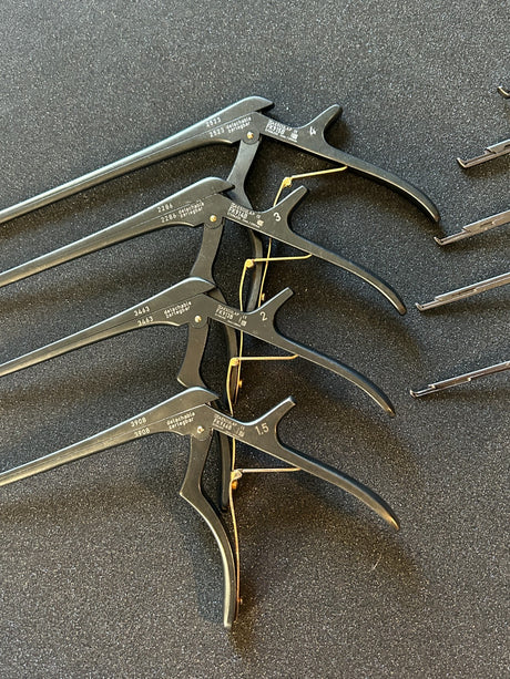 Set of 9 Aesculap & Medtronic Kerrison Rongeur/Punch 40° 1mm-5mm Spine/Neuro
