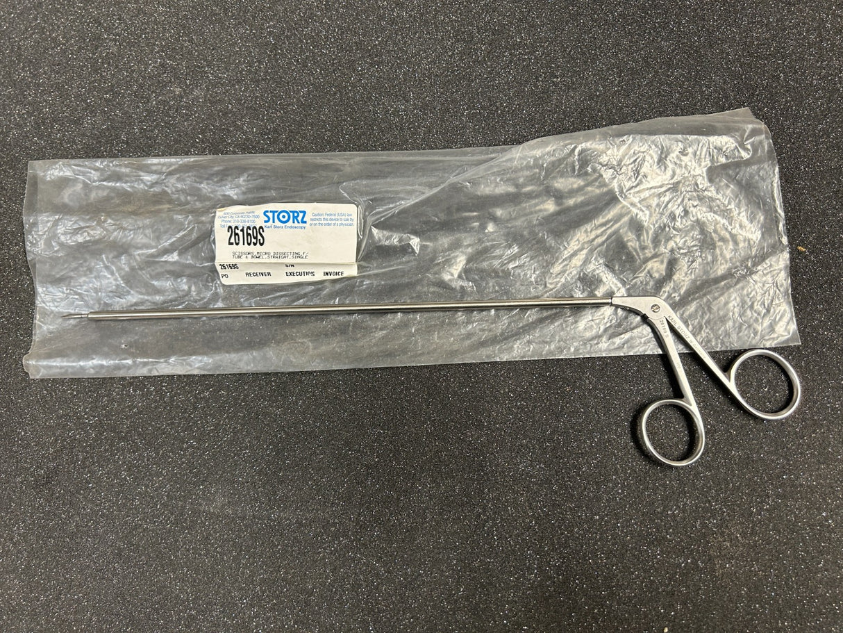 Karl Storz 26169S Single Action Micro Dissecting Scissors, 5.5mm x 33cm